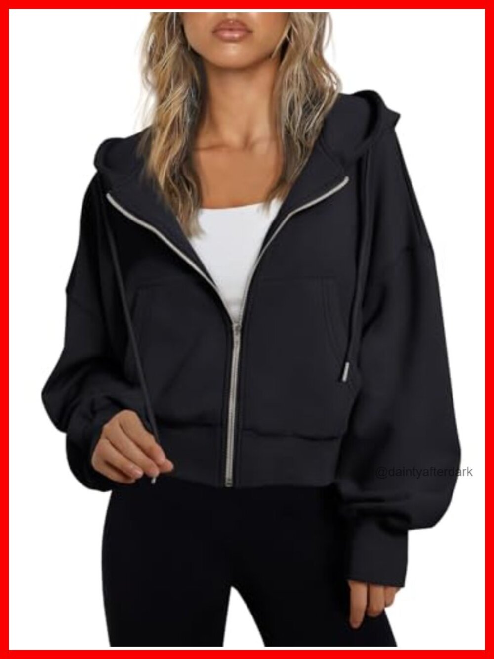 Zip Up Cropped Hoodie Jacket Polyester Cotton Relaxed Athleisure Layer